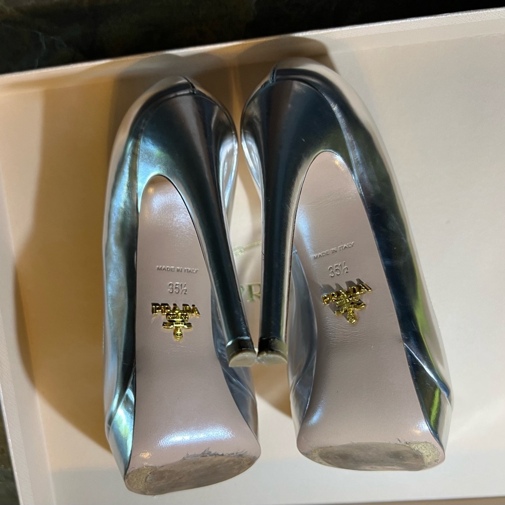 Prada Calzature Donna Size 35.5 Stiletto Heels Argento/Silver - Picture 5 of 13